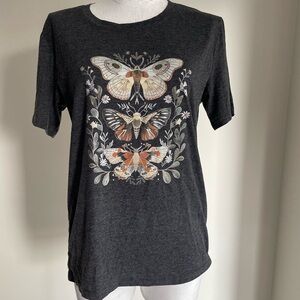 Women's Charcoal Graphic Butterfly Tee